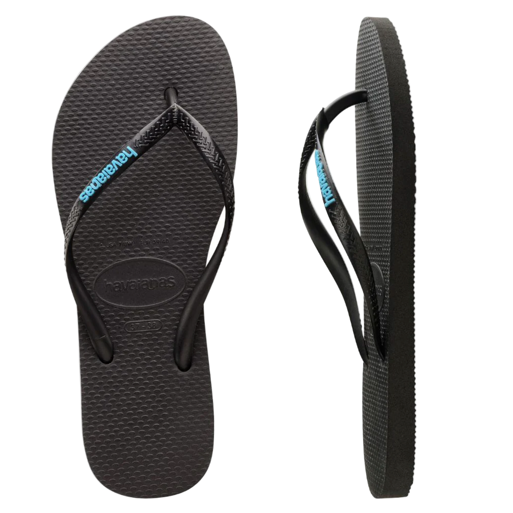 Havaianas - Slim Rubber Logo - Black/Blue - Velocity 21