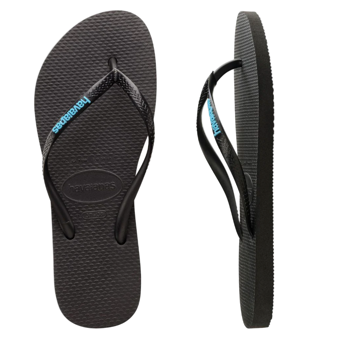 Havaianas - Slim Rubber Logo - Black/Blue - Velocity 21