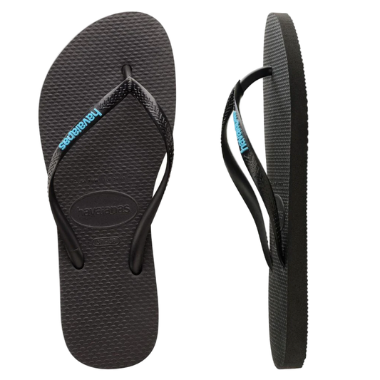 Havaianas - Slim Rubber Logo - Black/Blue - Velocity 21