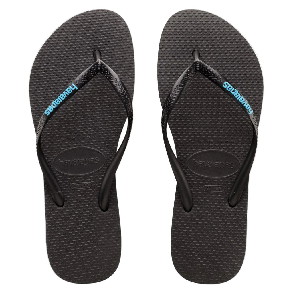 Havaianas - Slim Rubber Logo - Black/Blue - Velocity 21