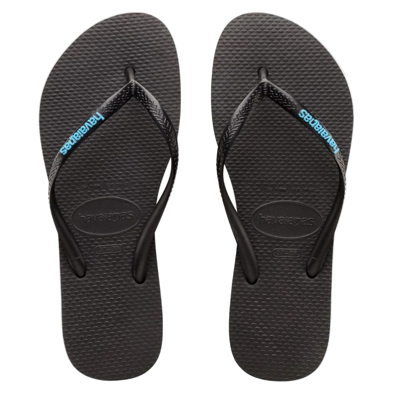 Havaianas - Slim Rubber Logo - Black/Blue - Velocity 21