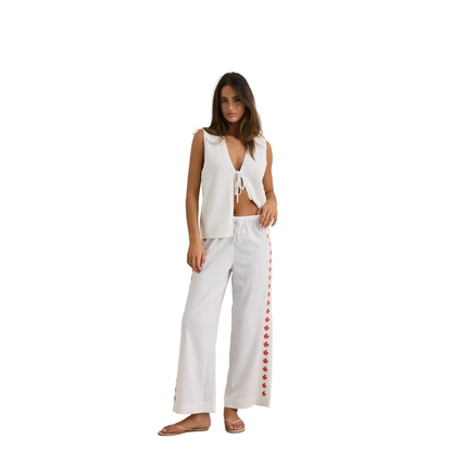 Melia Floral Embroidered Beach Pant