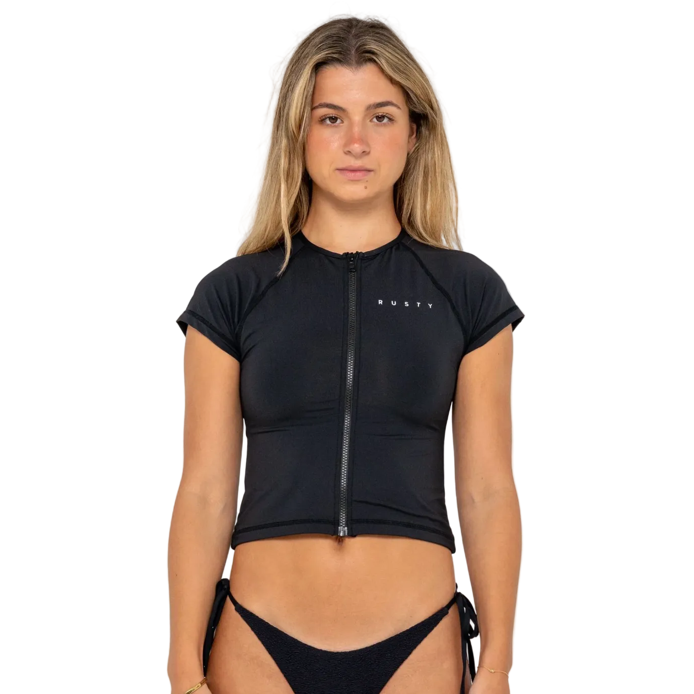 Essential S/S Zip Through Rash Vest