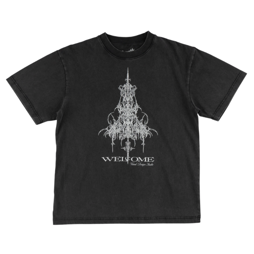 Welcome Skateboards - Chandelier Boxy Garment Dyed Tee - Vintage Black - Velocity 21