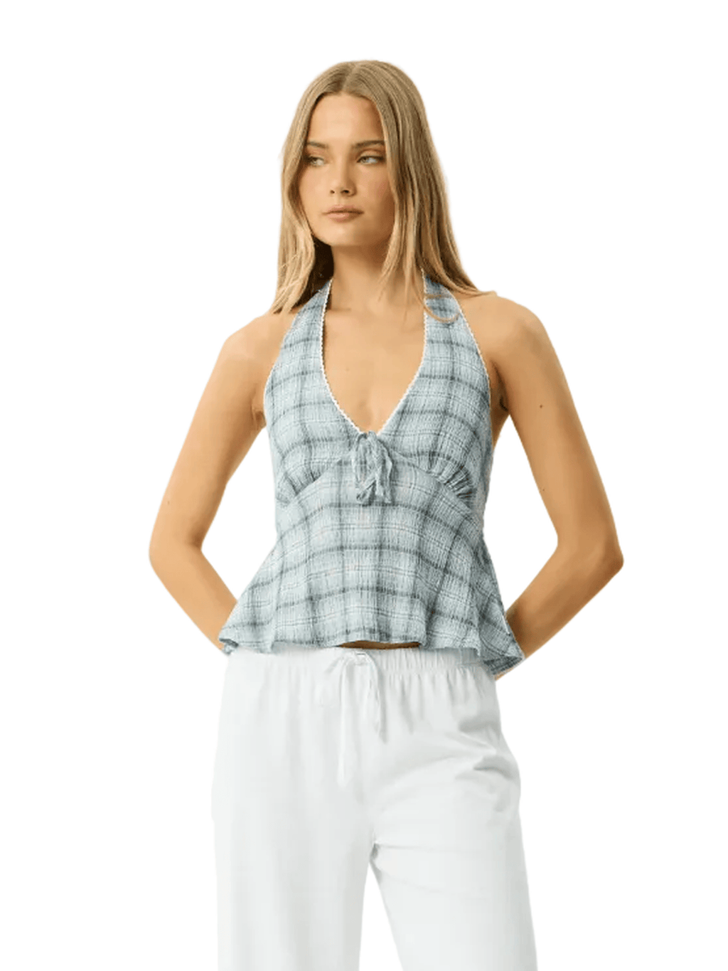 Afends - Lagoon Hemp Seersucker Halter Top - Velocity 21