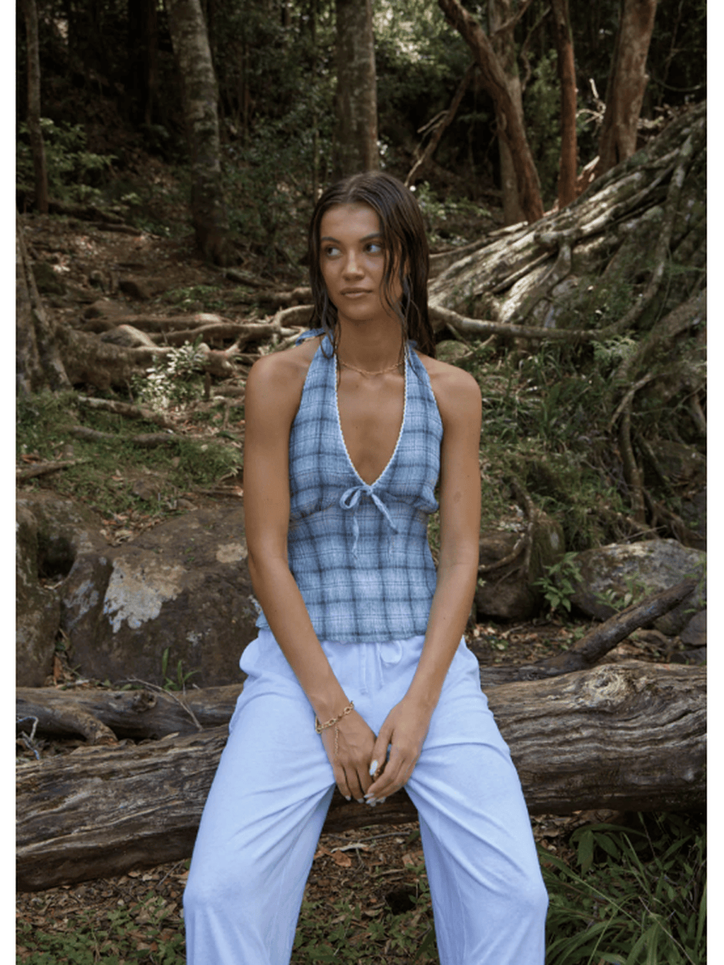 Afends - Lagoon Hemp Seersucker Halter Top - Velocity 21