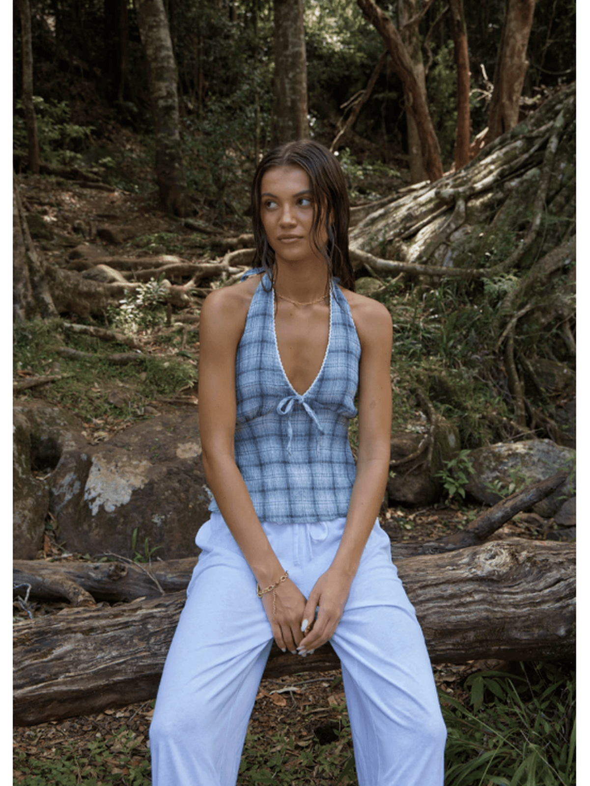 Afends - Lagoon Hemp Seersucker Halter Top - Velocity 21