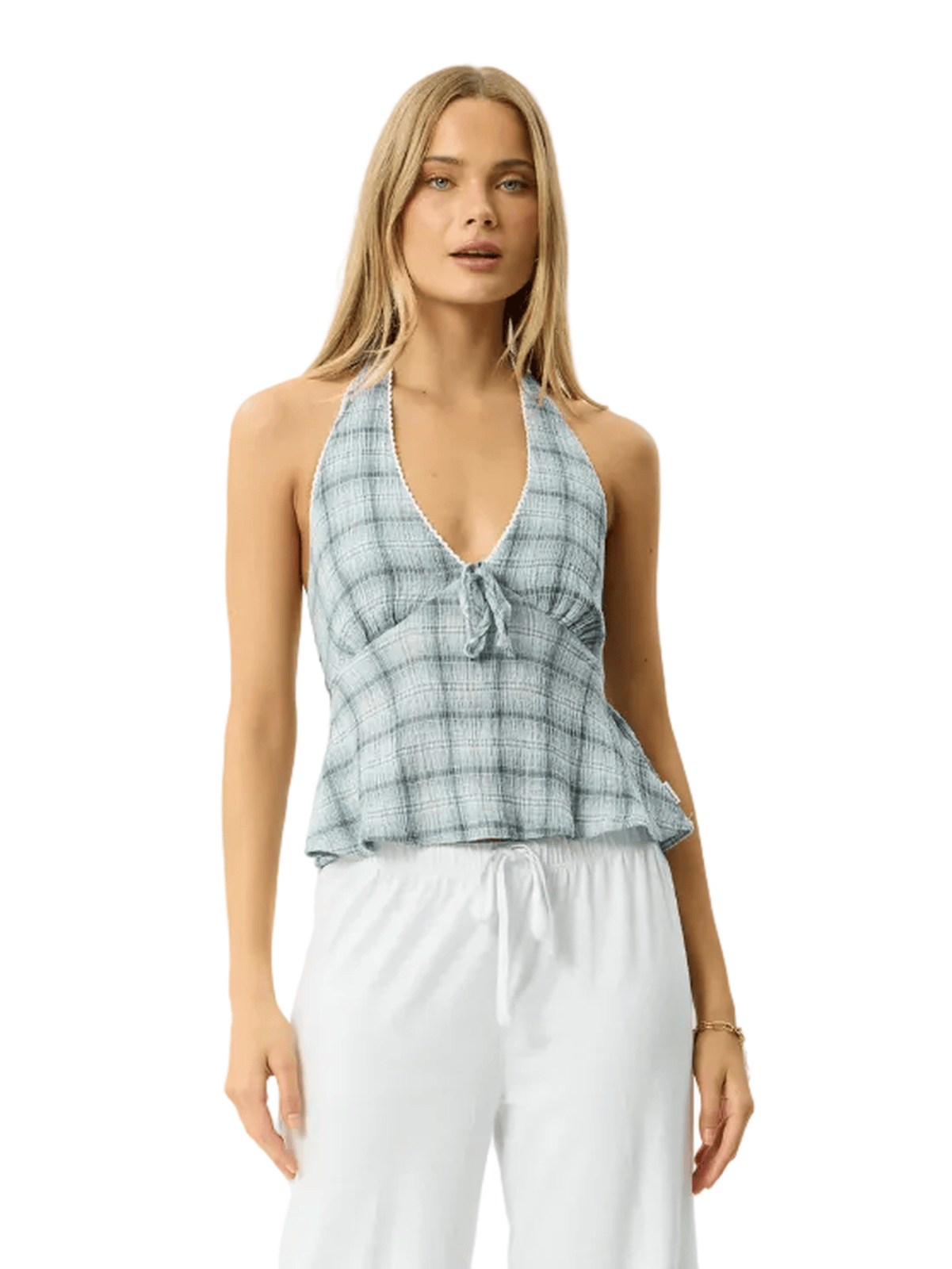 Afends - Lagoon Hemp Seersucker Halter Top - Velocity 21