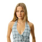 Afends - Lagoon Hemp Seersucker Halter Top - Velocity 21