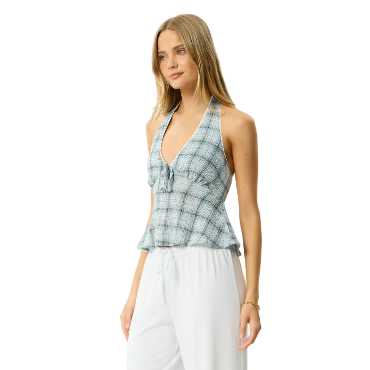 Afends - Lagoon Hemp Seersucker Halter Top - Velocity 21