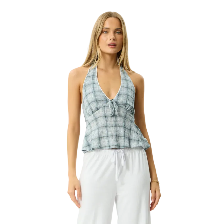 Afends - Lagoon Hemp Seersucker Halter Top - Velocity 21