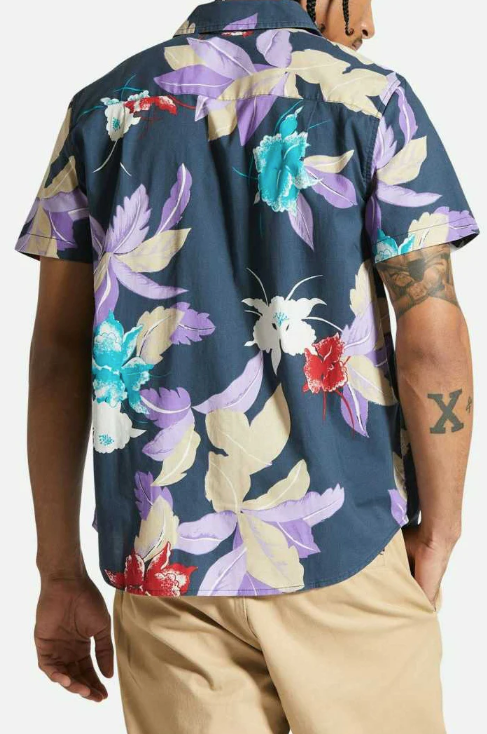 Brixton - Charter Print S/S Woven - Washed Navy Passion - Velocity 21