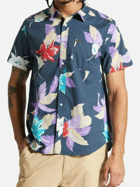 Charter Print S/S Woven - Washed Navy Passion