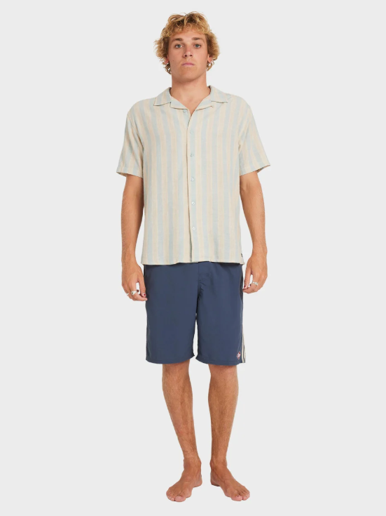 Beat Stripe SS Shirt - Chambray