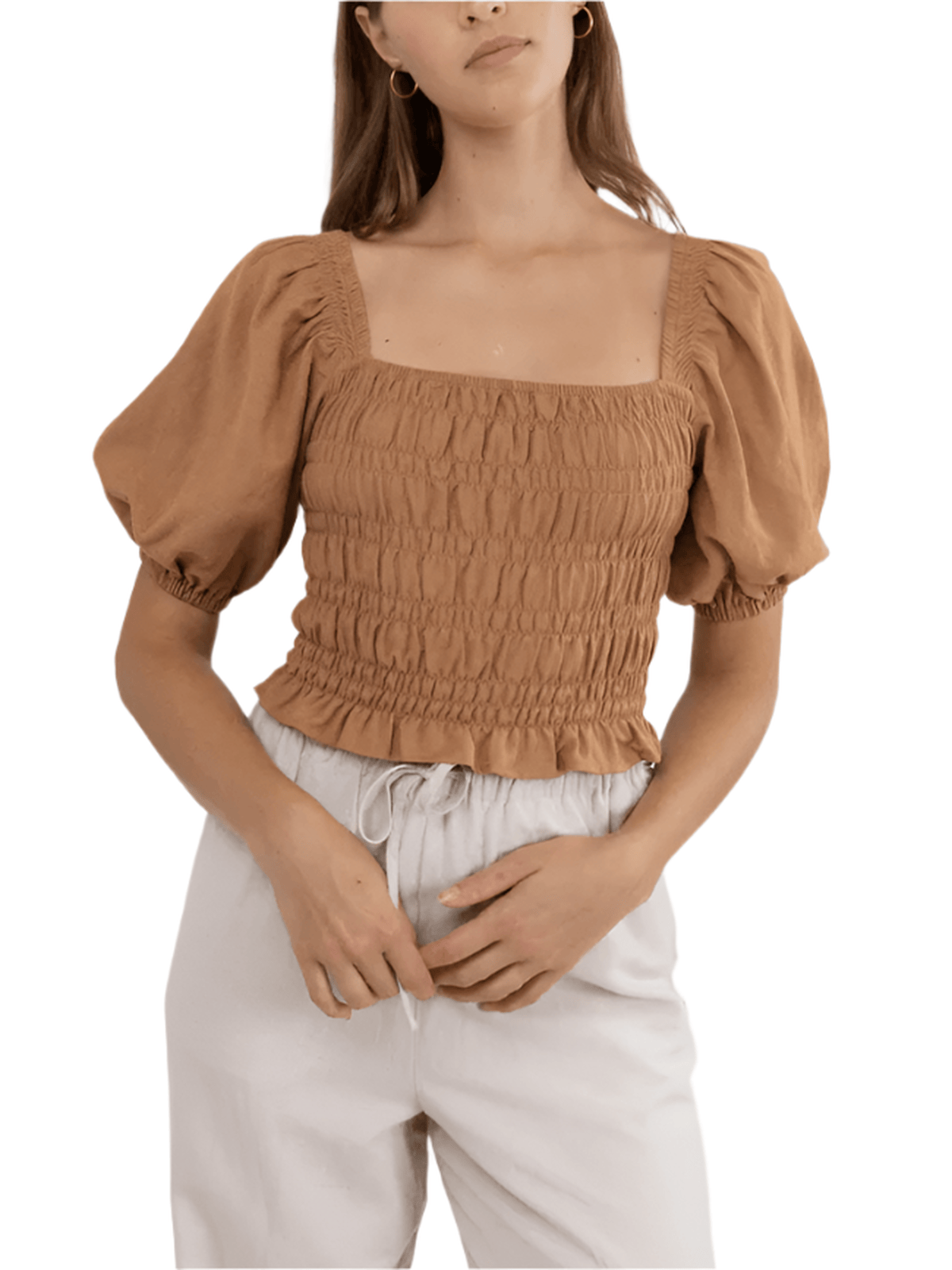 Rhythm - Bronte Smocked Top - Biscuit - Velocity 21