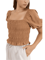 Rhythm - Bronte Smocked Top - Biscuit - Velocity 21
