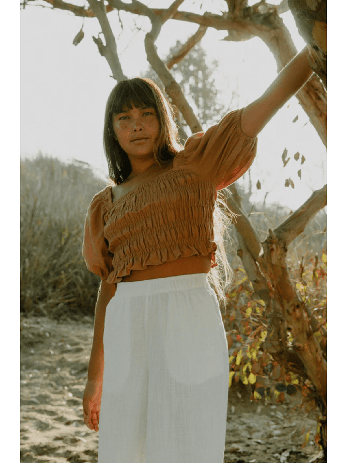 Rhythm - Bronte Smocked Top - Biscuit - Velocity 21