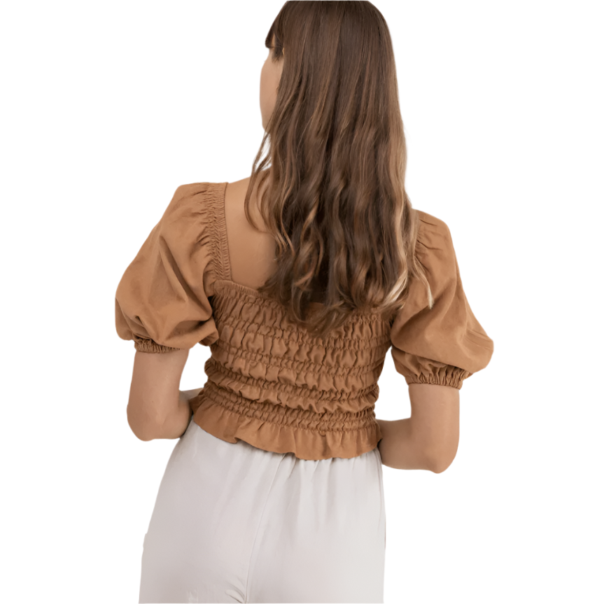 Rhythm - Bronte Smocked Top - Biscuit - Velocity 21