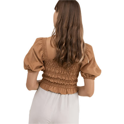 Rhythm - Bronte Smocked Top - Biscuit - Velocity 21