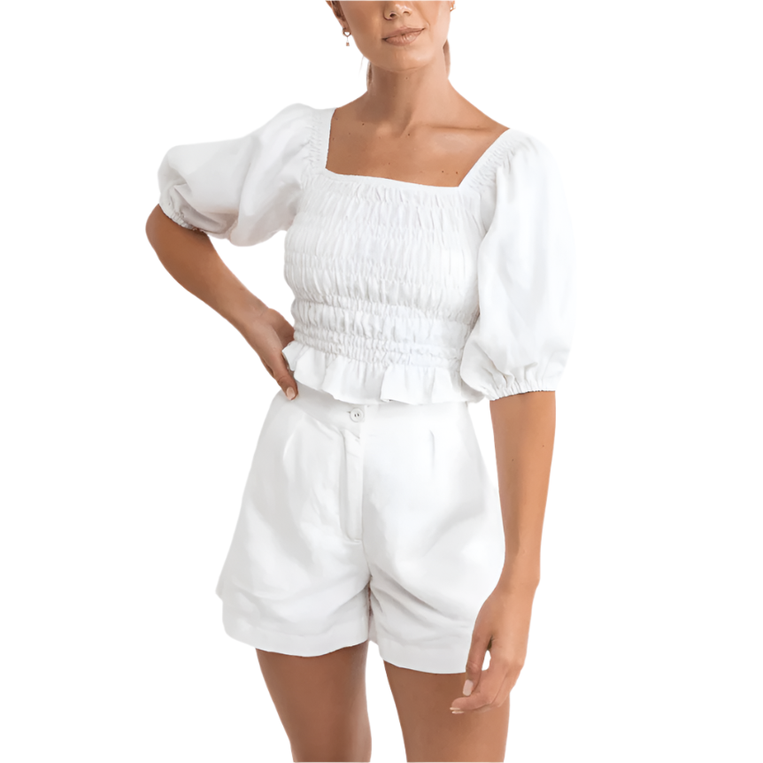 Rhythm - Bronte Smocked Top - White - Velocity 21