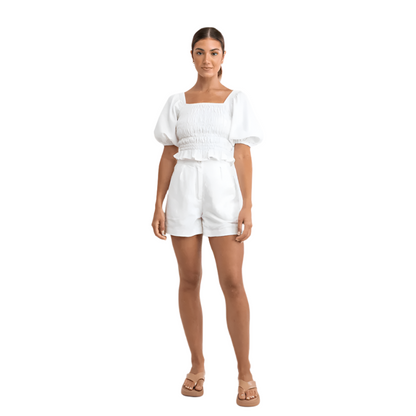 Rhythm - Bronte Smocked Top - White - Velocity 21