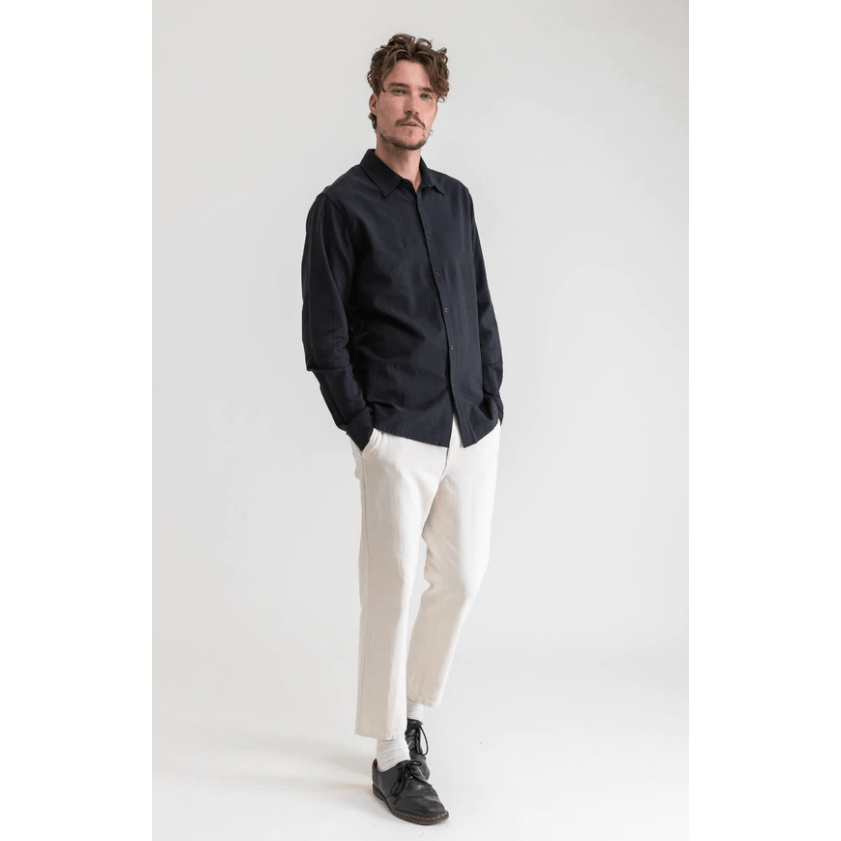 Rhythm - Classic Linen LS Shirt - Black - Velocity 21