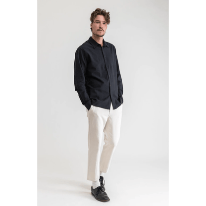 Rhythm - Classic Linen LS Shirt - Black - Velocity 21