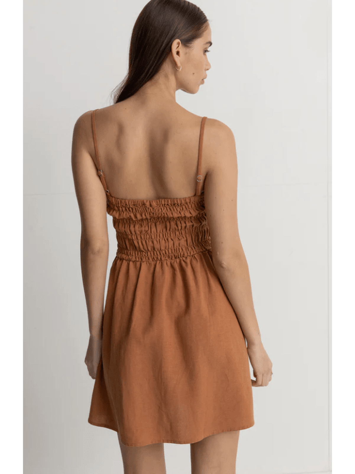 Rhythm Classic Shirred Mini Dress - Caramel | Velocity 21 Rhythm Classic Shirred Mini Dress - Caramel | Velocity 21