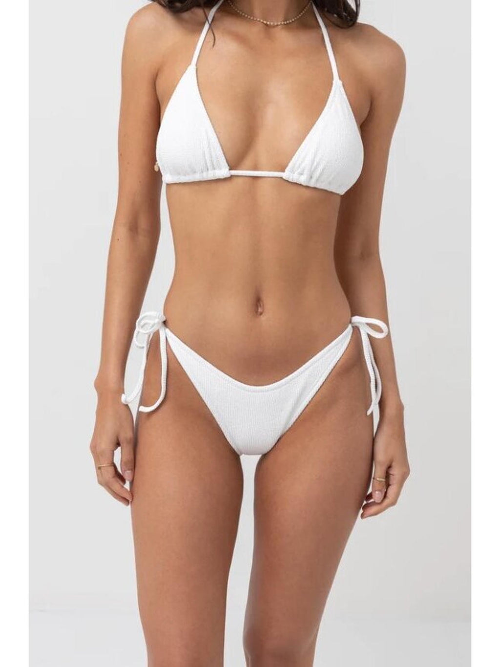 Rhythm - Isla Rib Eco Tie Side Hi Cut Pant - White - Velocity 21
