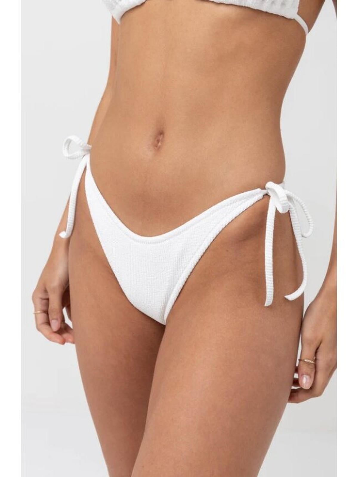 Rhythm - Isla Rib Eco Tie Side Hi Cut Pant - White - Velocity 21