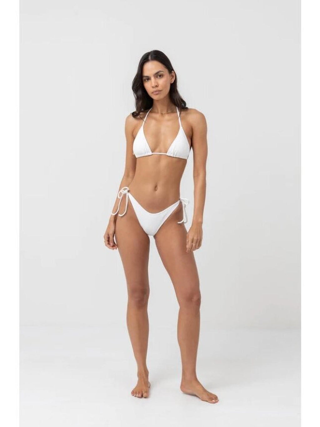 Rhythm - Isla Rib Eco Tie Side Hi Cut Pant - White - Velocity 21
