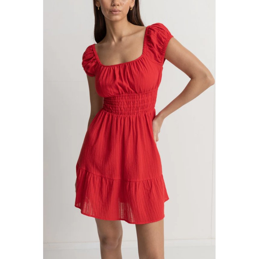 Raya Cap Sleeve Mini Dress - Red Sand - Rhythm - Velocity 21