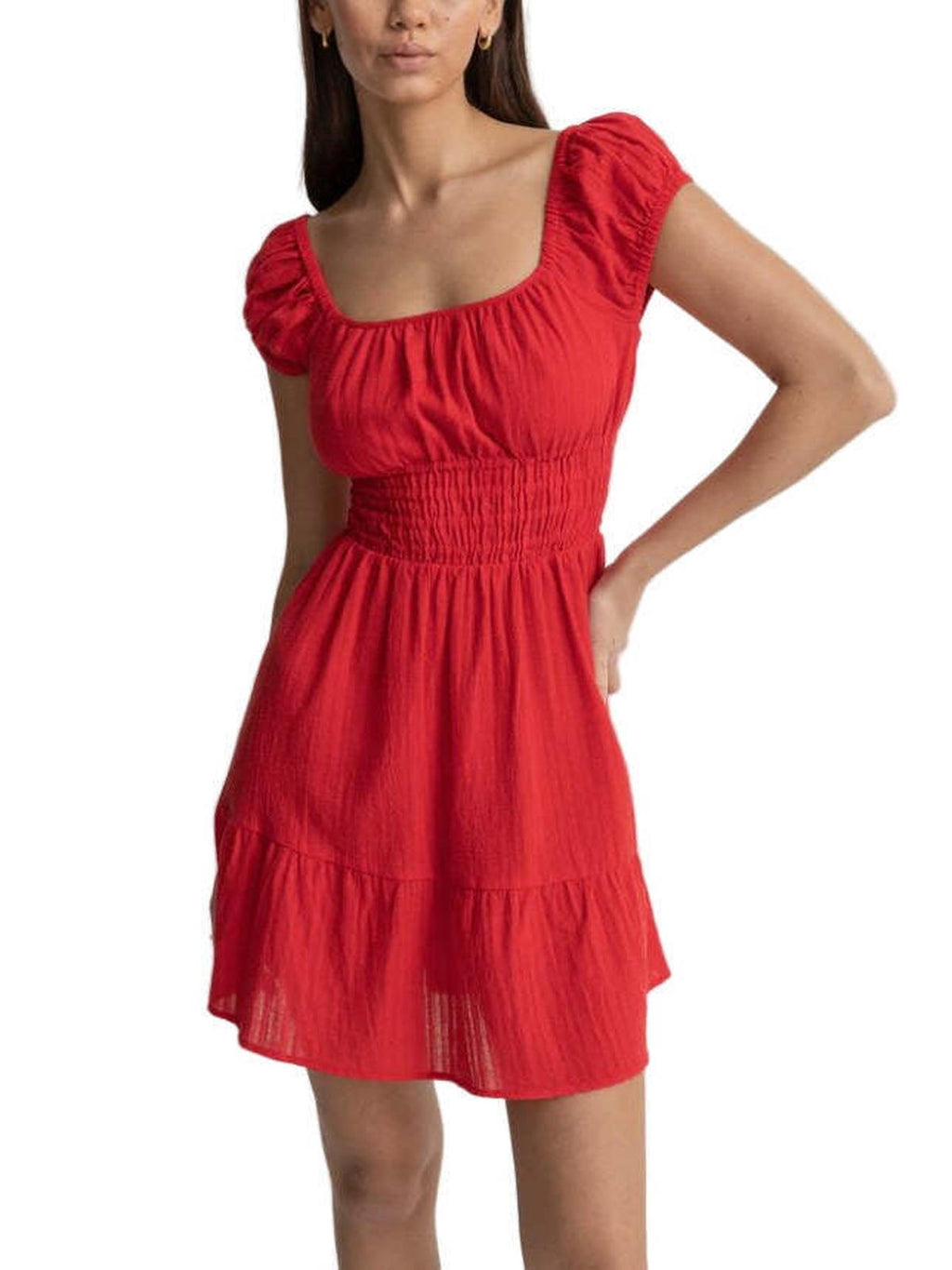 Rhythm - Raya Cap Sleeve Mini Dress - Red Sand - Velocity 21