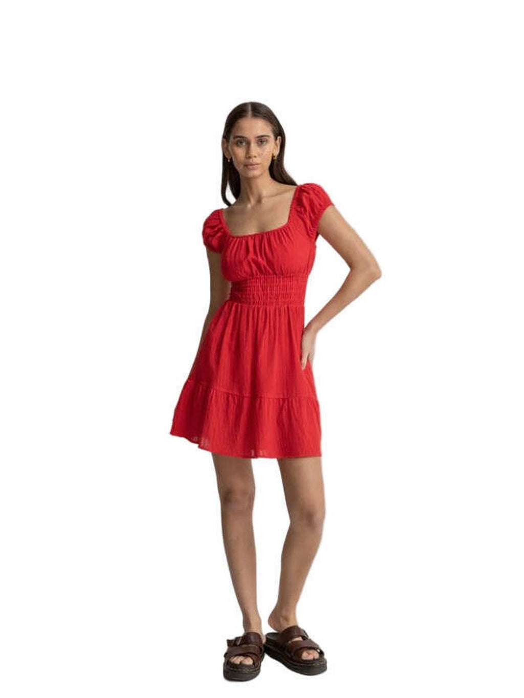 Rhythm - Raya Cap Sleeve Mini Dress - Red Sand - Velocity 21