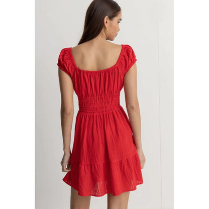 Rhythm - Raya Cap Sleeve Mini Dress - Red Sand - Velocity 21